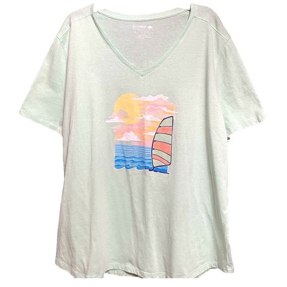 Reel Legends Mint Sailing Casual Beach Tee 1X - Picture 1 of 4